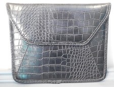 Black Embossed Crocodile Faux Leather Clutch Handbag