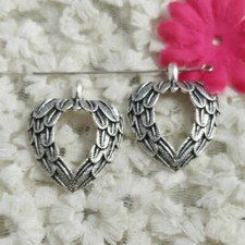 Free Ship 16 Pcs Antique Silver Wing Heart Charms Pendant 31X26MM H-289