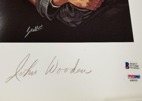 JOHN WOODEN + KAREEM ABDUL-JABBAR Signed L/E 22x28 Lithograph BAS PSA COA's - Picture 3 of 4