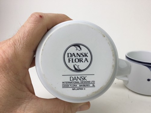 Set of 4 Dansk Flora Bayberry Blue 8 Oz Cups Mugs - Picture 3 of 4