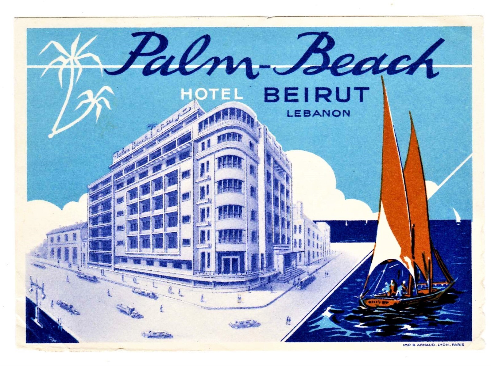 Lebanon Beirut Palm Beach Hotel Luggage Tag SB  -image