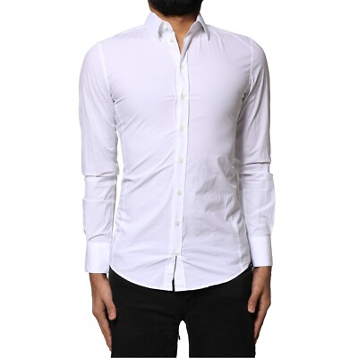 Dolce & Gabbana Chemise Blanc Sicilia Coton Habillé Hommes Robe 37/US14.5 / XS