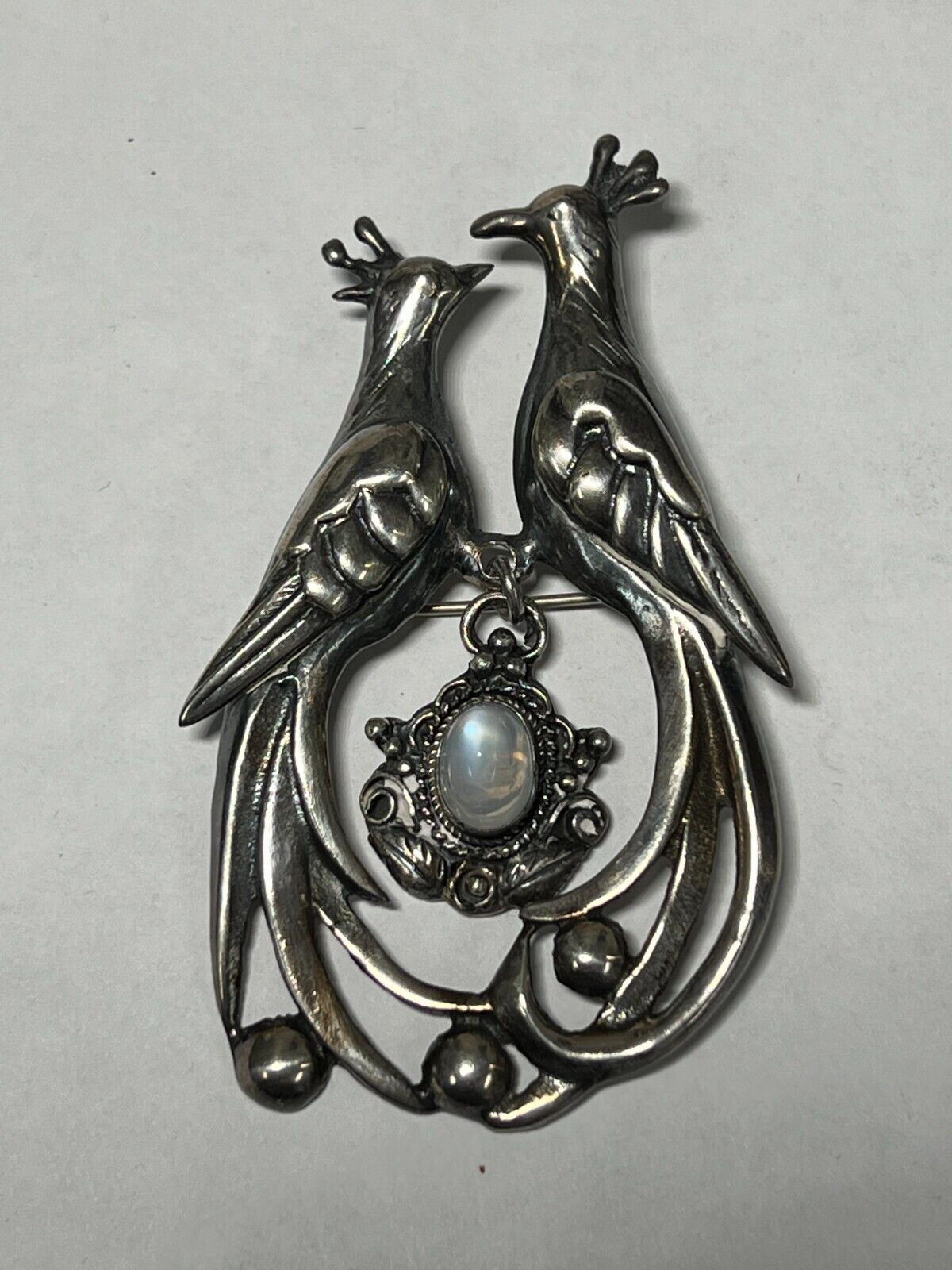 Vintage Art Nouveau Sterling Silver and Moonstone… - image 2