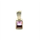 Estate Sterling Silver Square Amethyst Pendant – Single Gemstone Necklace Charm — photo 2