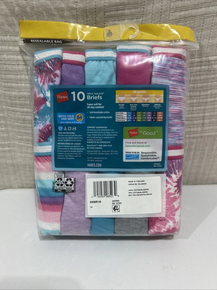 Pack de 10 calzoncillos sin etiquetas Hanes para niñas talla 14 nuevos Foto 3 de 4