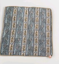 Vintage 21" Carol Laurie Paisley Print Scarf Blue  Beige with Vertical Stripes