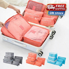 6pcs Travel Packing Cubes Set Waterproof Luggage Organiser Bags Clothes Storage