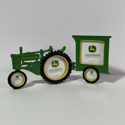 Tractor con marco de fotos John Deer Pewter Collection con remolque 4 puntos de fotos - Imagen 10 de 10