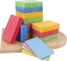 12-Count Natural Kitchen Sponges Durable Dish Scrub Multipurpose Cleaning