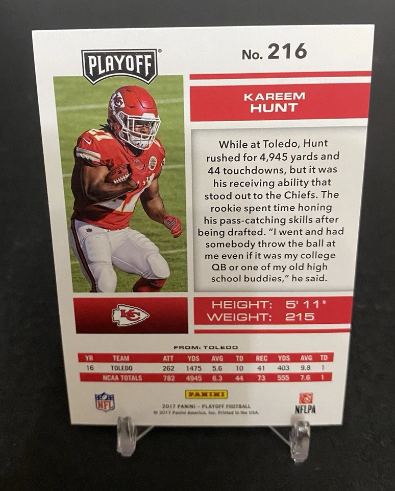 ✨✨ KAREEM HUNT - ROOKIE CARD ✨✨ 2017 PANINI PLAYOFF - KC CHIEFS - Image 2 of 2