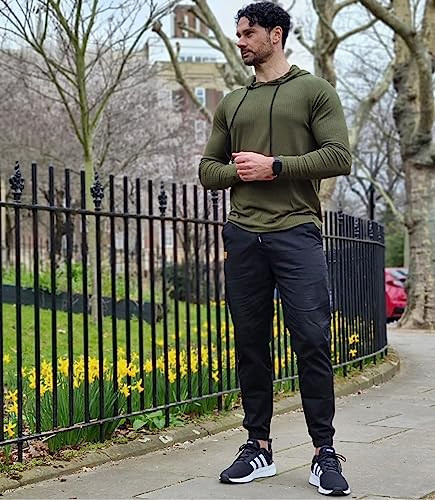 Mens Casual Joggers Pants - Cotton Drawstring Chino Cargo Pants Large Black - Picture 7 of 7
