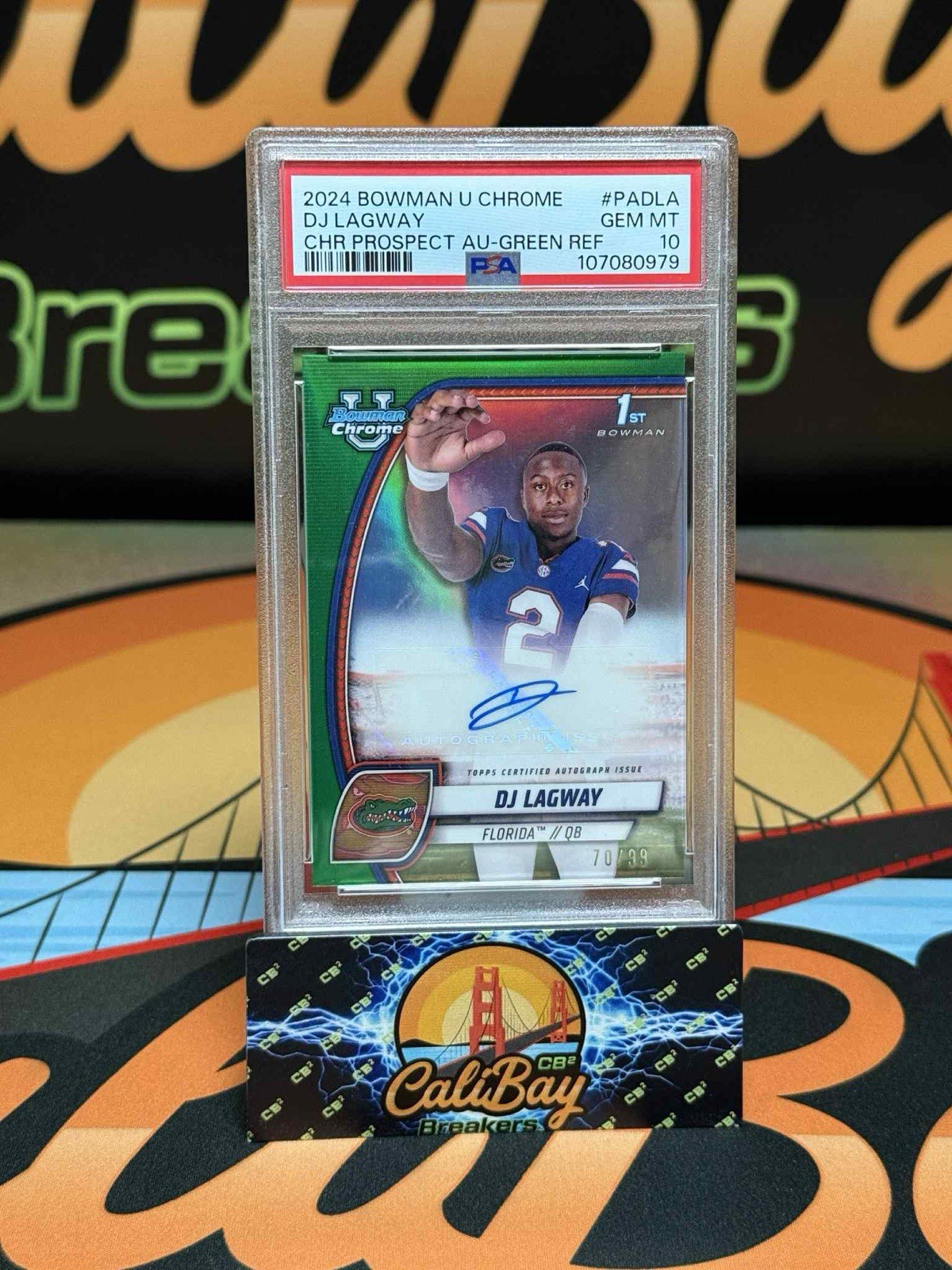 2024 Bowman U Chrome DJ Lagway Autograph Green Refractor 1st Bowman /99 PSA 10