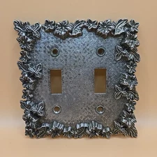 Flowers & Leaves Metal Double Light Switch Plate #75TT American Tack & Hardware