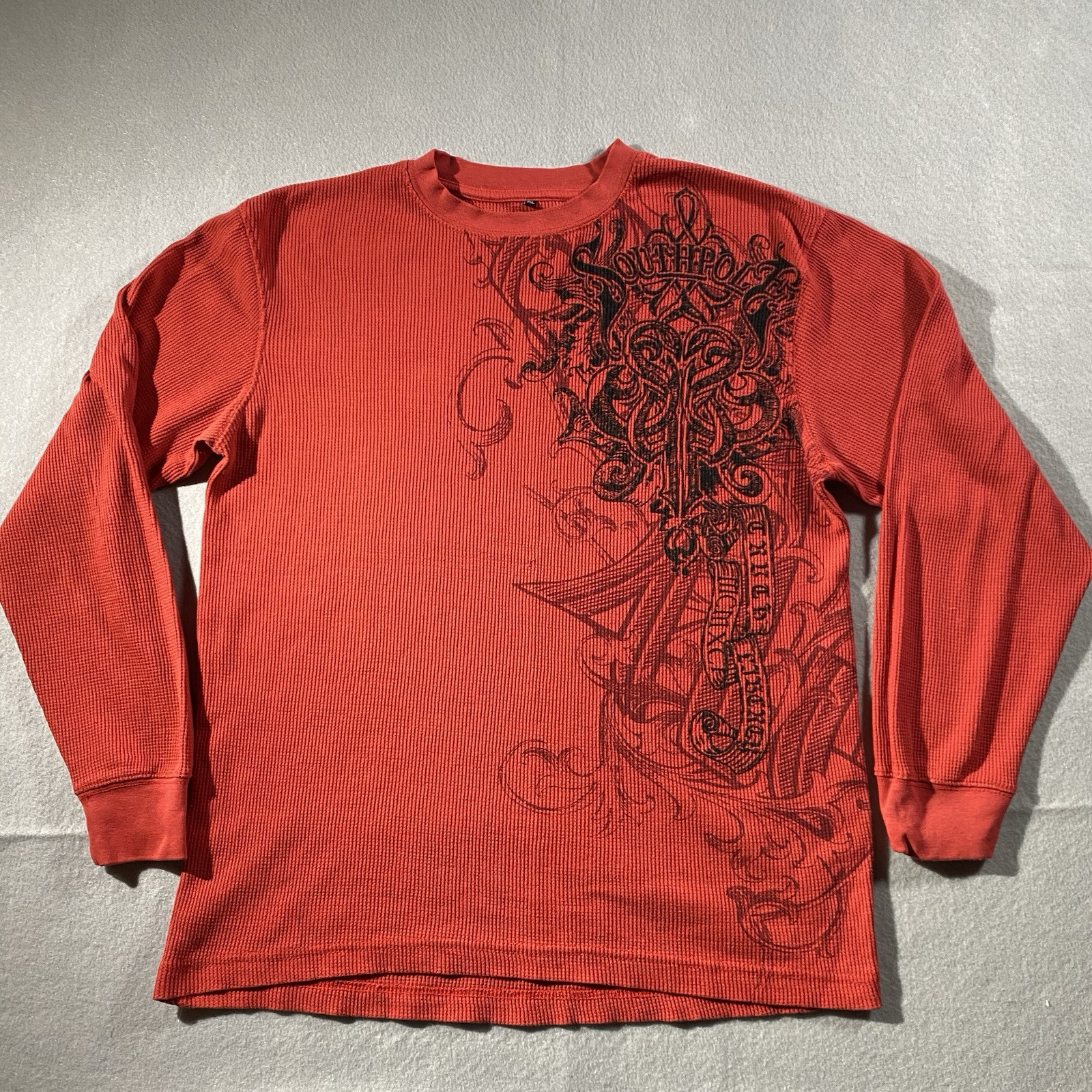 Y2K Vintage SouthPole Thermal Long Sleeve Shirt Mens XL Waffle Knit Streetwear