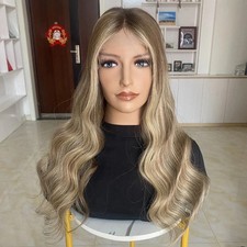 Human Hair New Fashion Women's Long Brown Mix Blond Wavy Wigs24 In