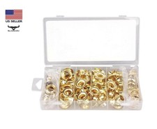 200 Piece 1/2" Brass Plated Replacement Grommet  Washer Set with Storage Case