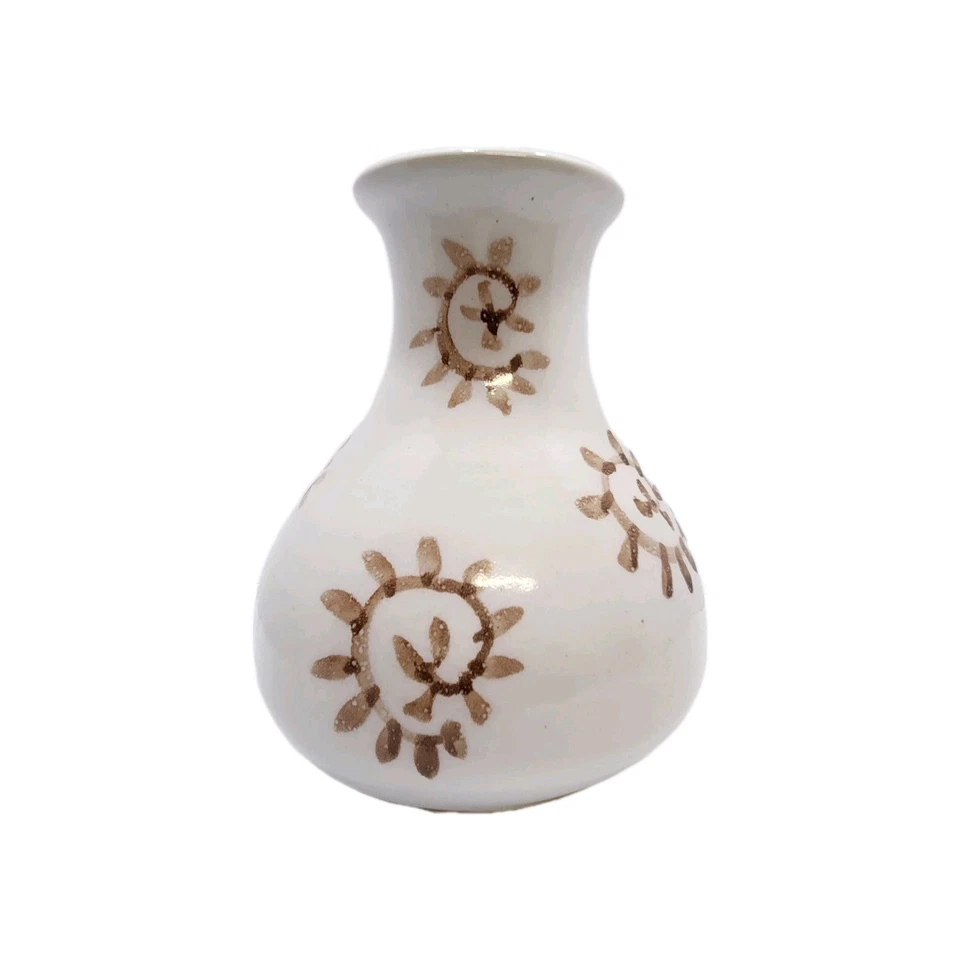 Vaso de cerâmica esmalte craquelado vintage motivo pássaro azul e sol 8"" - Imagem 3 de 4