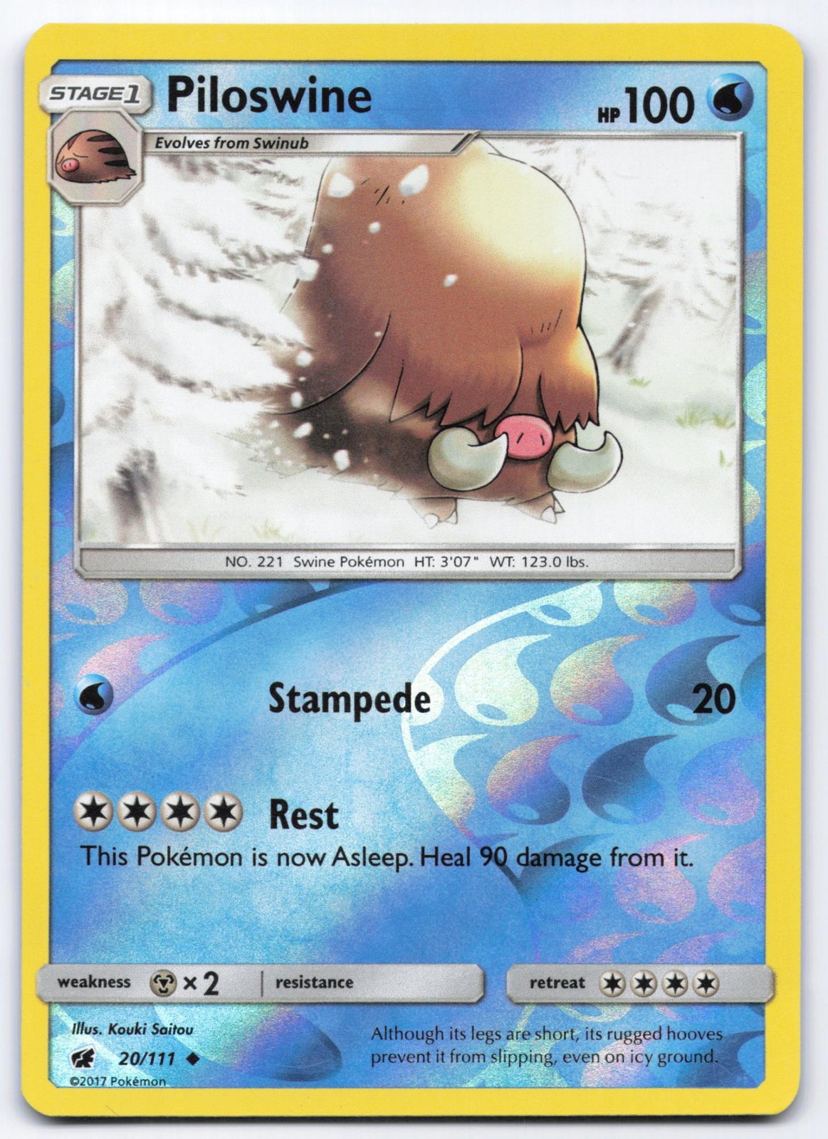 Piloswine 20/111 Crimson Invasion Reverse Holo Uncommon Pokemon Card LP