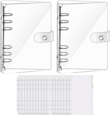 A6 Ringbuch Set,2 Transparente Ringbinder und 20 Innentaschen, Wasserdicht,