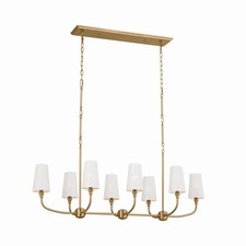 Brushed Natural Brass  Linear Chandelier from the Adeena Collection