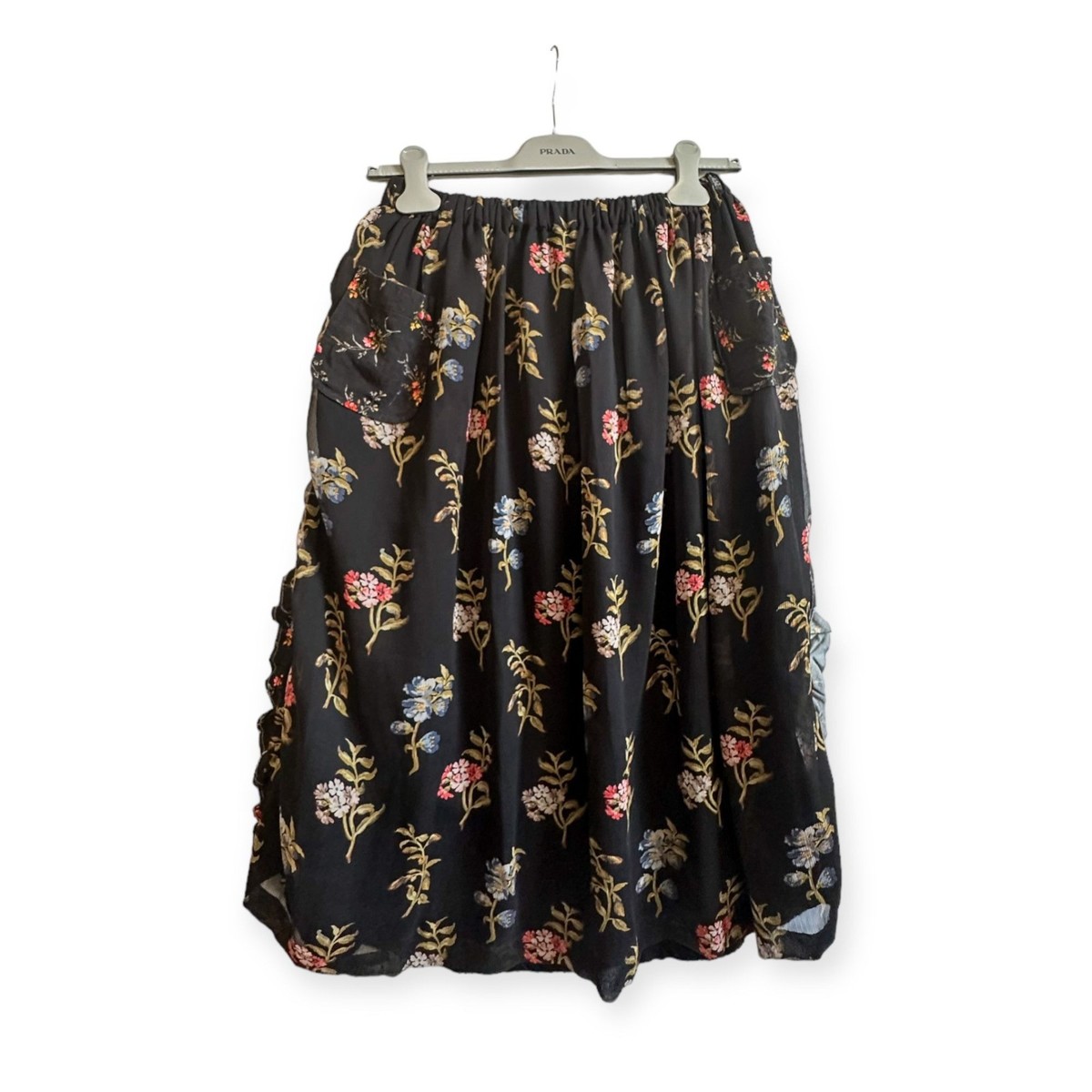 【tricot COMME des GARÇONS】Floral skirt COMME DES GARÇONS Tricot Floral Print/Cable knit Midi Skirt, One