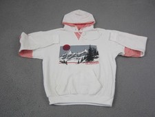 Vintage Silverton Hoodie Men Large L White Red Mountain Ski 90s Made in USA