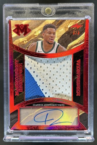 2023 Leaf Magnificence Giannis Antetokounmpo Magnificent Red Patch Auto #/3
