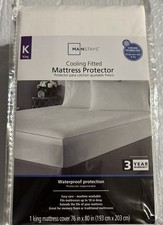Mainstays KING Size Cooling Fitted Waterproof Fitted Mattress Protector 18  Deep