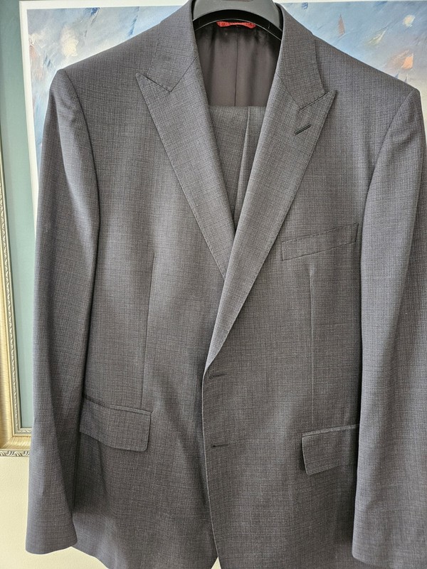 Tino Cosma Italy Men's Gray Worsted Wool 2-Piece Suit 46R 2-Button Notch
