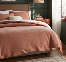 King Washed Waffle Weave Duvet Cover and Sham Set Light Pink -