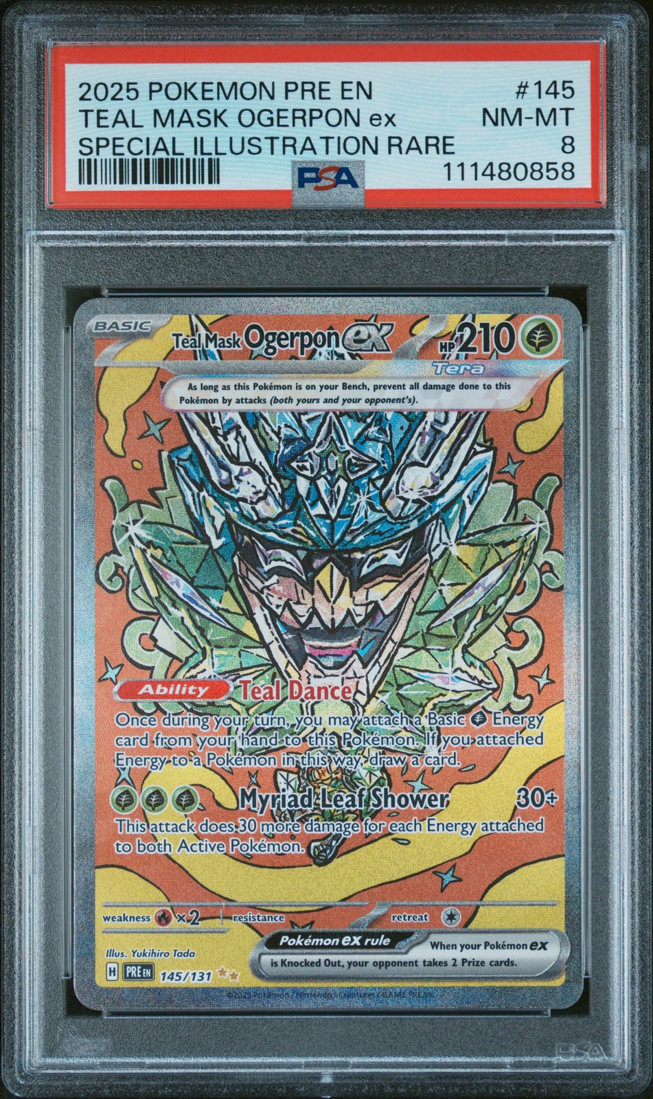 2025 POKEMON PRE EN-PRISMATIC EVOLUTIONS #145 TEAL MASK OGERPON EX PSA 8