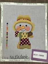Handpainted Needlepoint Canvas  Snowman Scarecrow   Must Read Description 