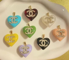 Lot Of 8 Chanel Zipper Pull Button Stamped Charms