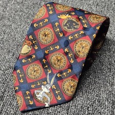 Vintage Looney Tunes Tie Bugs Bunny Taz Marvin Martian Cartoon Red Blue Necktie
