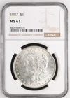 1887 $1 NGC MS 61 Morgan Silver Dollar
