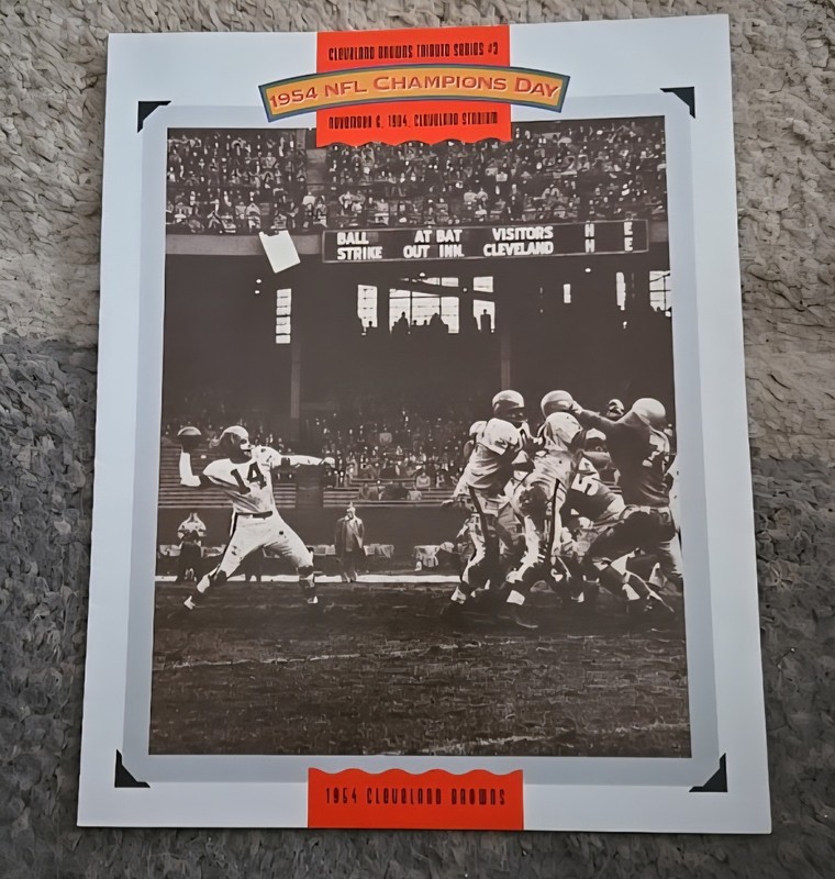 1954 NFL Championship Football Game Cleveland, Browns vs Lions Player Foldout