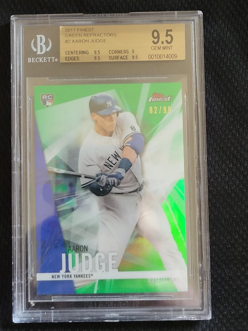 2017 Topps Finest Aaron Judge RC Green Refractors /99  #2, BGS 9.5 Gem Mint