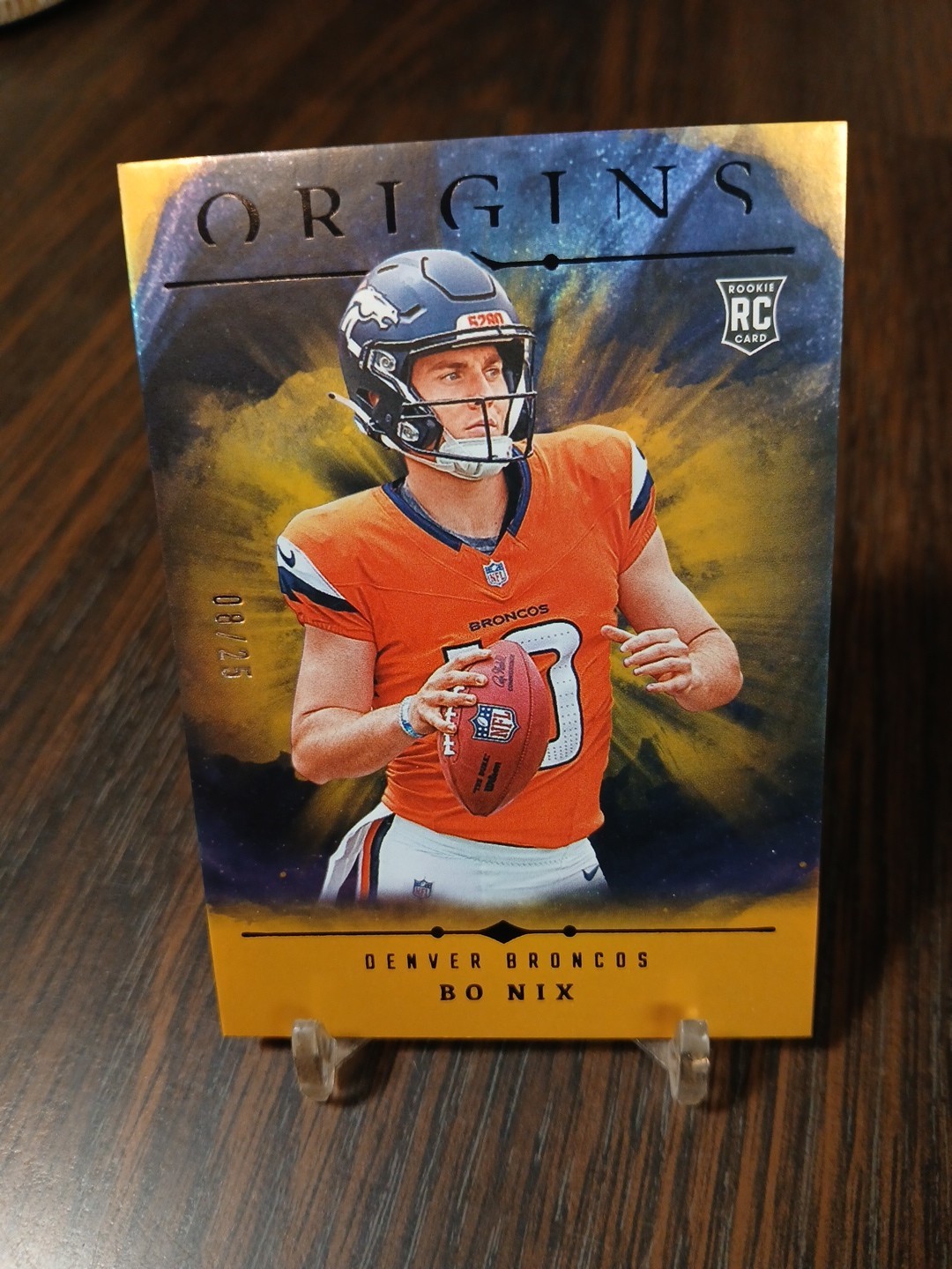 2024 Panini Origins Football Bo Nix RC #149 Mirror Gold SSP 08/25 Rookie