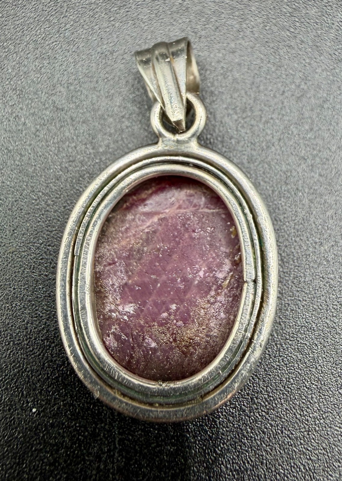 Large Raw Ruby Cabochon Pendant .925 Sterling Sil… - image 4
