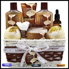 LOVERY 9 Piece Vanilla Coconut Home Spa Set - Bath Bombs, Lotions, Coconut Oil