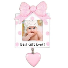 Present Frame Girl Personalized Christmas Ornament