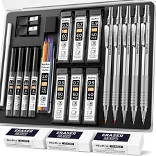 22PCS Metal Mechanical Pencil Set in Case, Art Drafting Pencil 0.5, 0.7, 0.9 Mm 