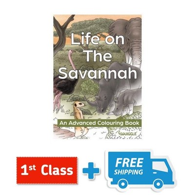 Adult Anti-Stress Colouring Book For Adults Teens - A4 - LIFE ON THE SAVANNAH.