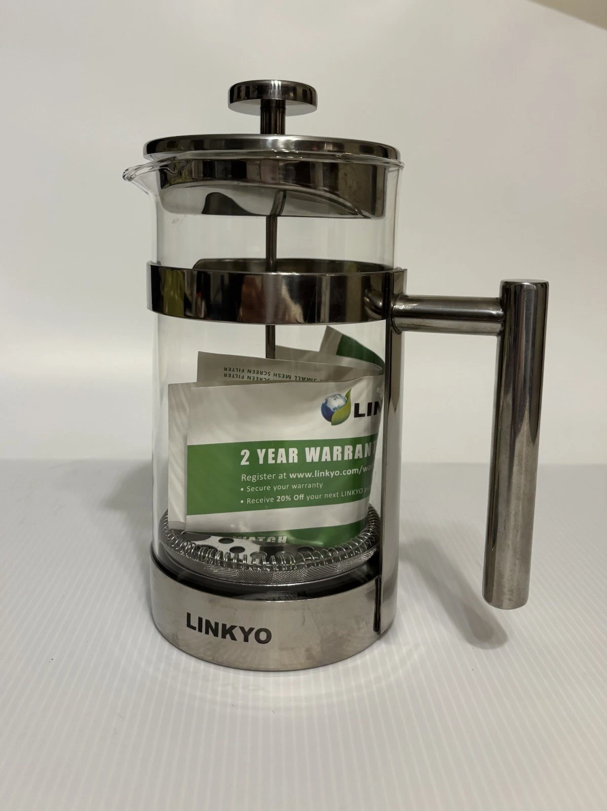 LINKYO French Press Coffee Maker ~32 oz - Borosilicate Glass and Stainless Steel
Opens in a new wind