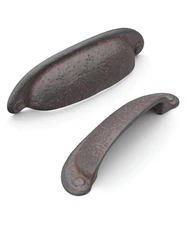 Hickory Hardware Cabinet Drawer Cup Pull Textured Rustic Iron 3" P3004-RI Set 10