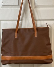 Borsa vintage ESPRIT anni 80 90 pelle marrone ciottolato logo 2 manici zip ottime condizioni