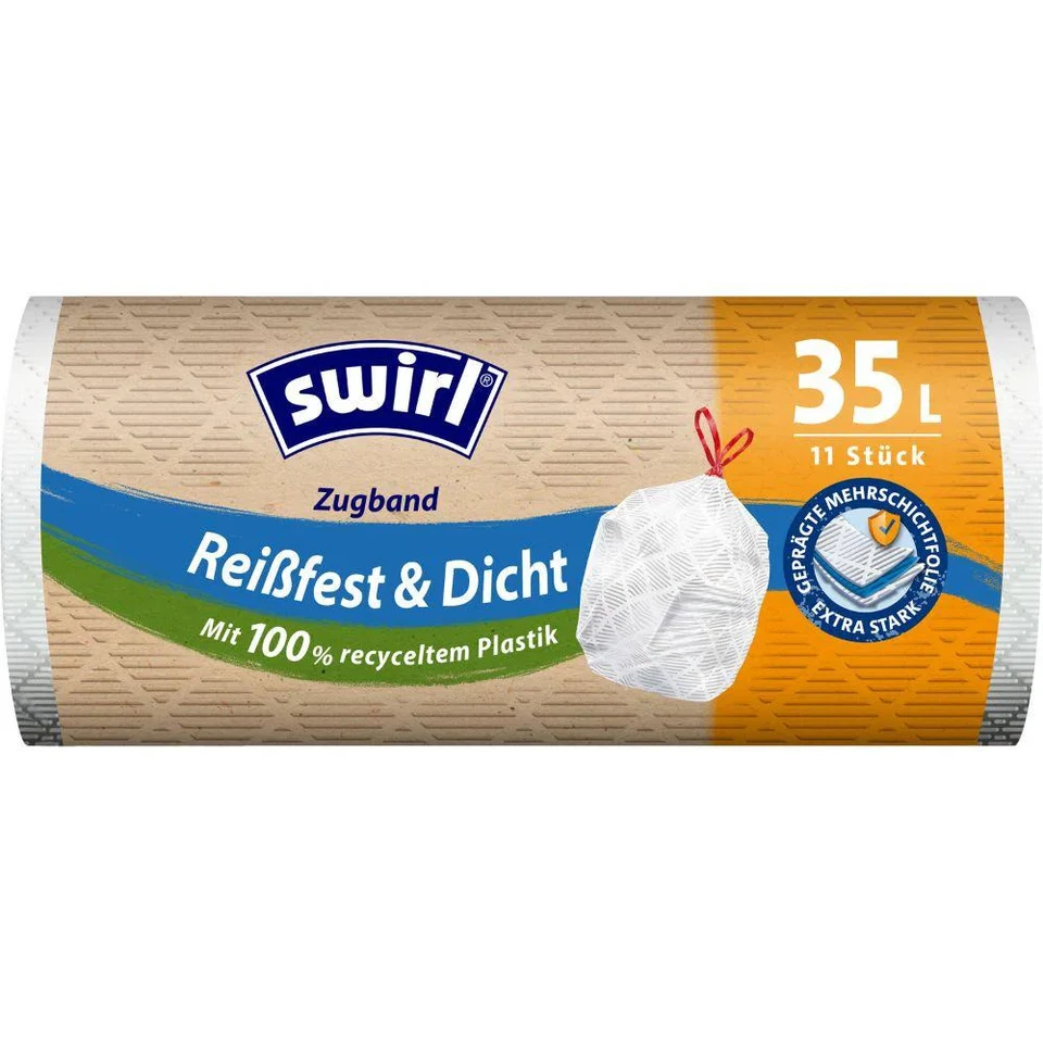 ALTRUAN Swirl Zugband- Müllbeutel 35 l Reißfest & Dicht | Rolle (11 Beutel)