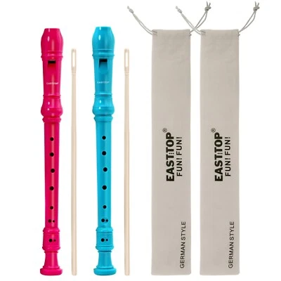 EASTTOP 2 Pack German Style 8 Hole Descant Soprano Recorders School Descant