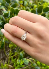1940s 14k Platinum Natural Diamond Engagement Ring 1.75ct Sz 6.75 OEC RG4527
