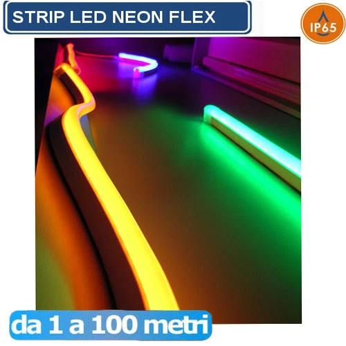 STRISCIA STRIP FLEX LED BOBINA NEON RGB SPINA 220V BIANCA TUBO ESTERNO 1 A 100 M - Immagine 2 di 3